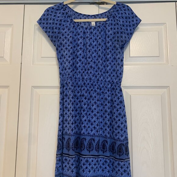 Old Navy Small Flutter Sleeve Rayon Blue Dress Knee Length - Picture 2 of 7